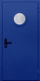 Фото двери «Однопольная с круглым стеклом (синяя)» в Дзержинскому